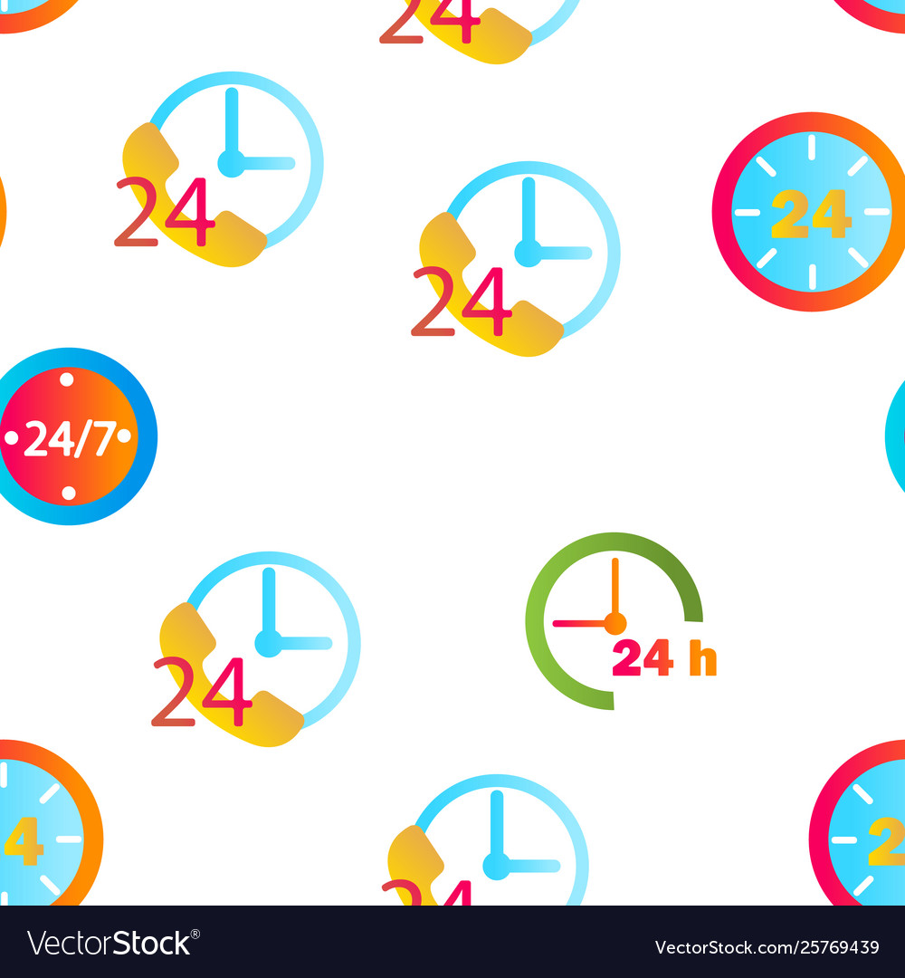 24 Stunden Uhrzeit nahtloses Muster vector image 24 Stunden Uhrzeit nahtloses Muster