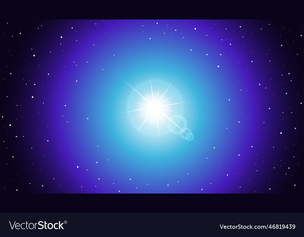 Background of space and blue shining star