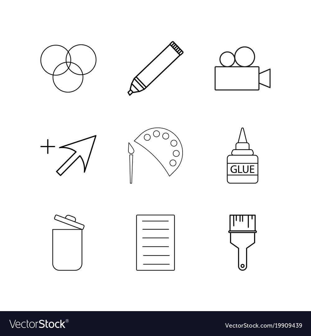 Design elements linear icon set simple outline