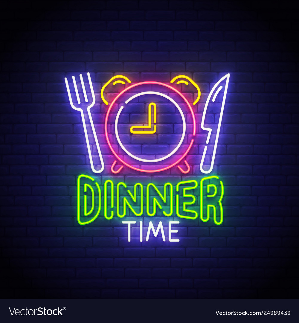 Dinner time neon sign logo neon