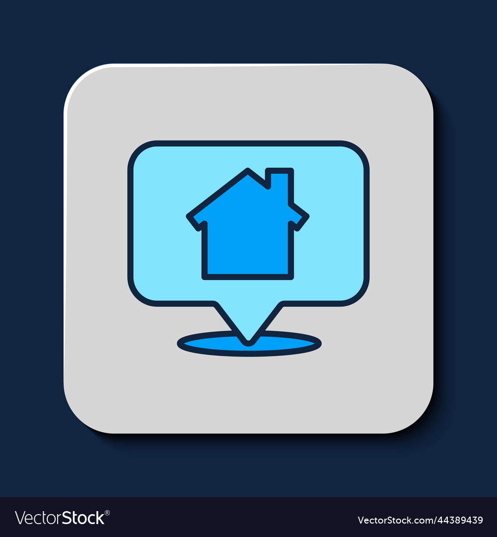 Filled outline map pointer with house icon vector image Filled outline map pointer with house icon