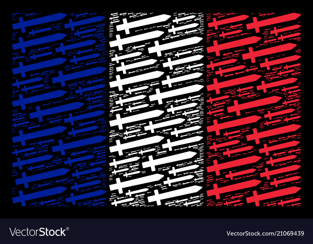France flag pattern of sword items Vector Image France flag pattern of sword items