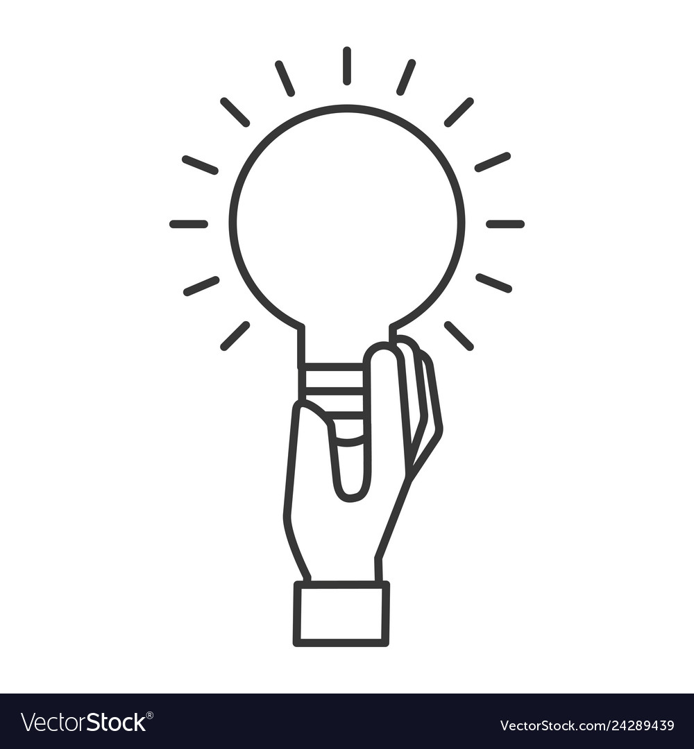 Hand holding bulb idea creativity symbol