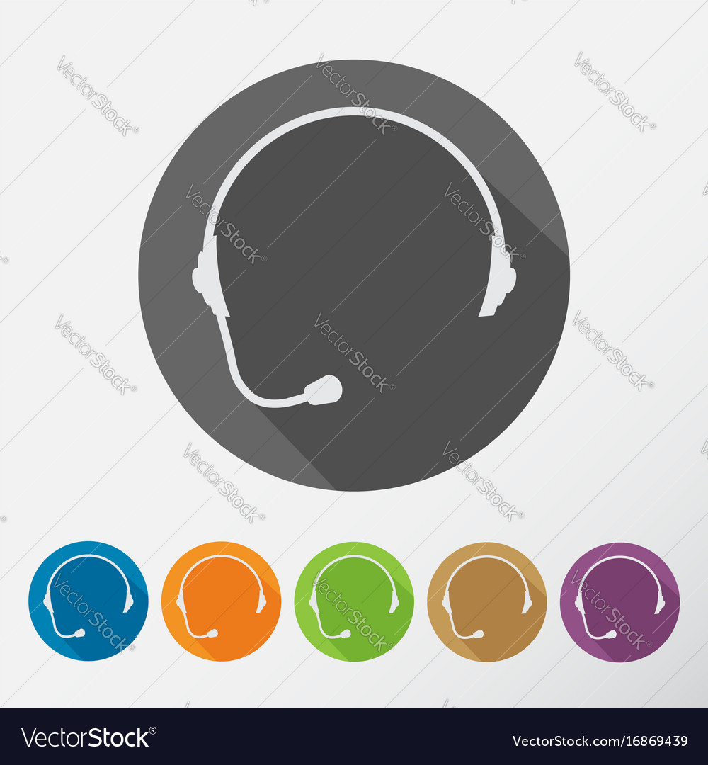 Headphone round icons set of support with long