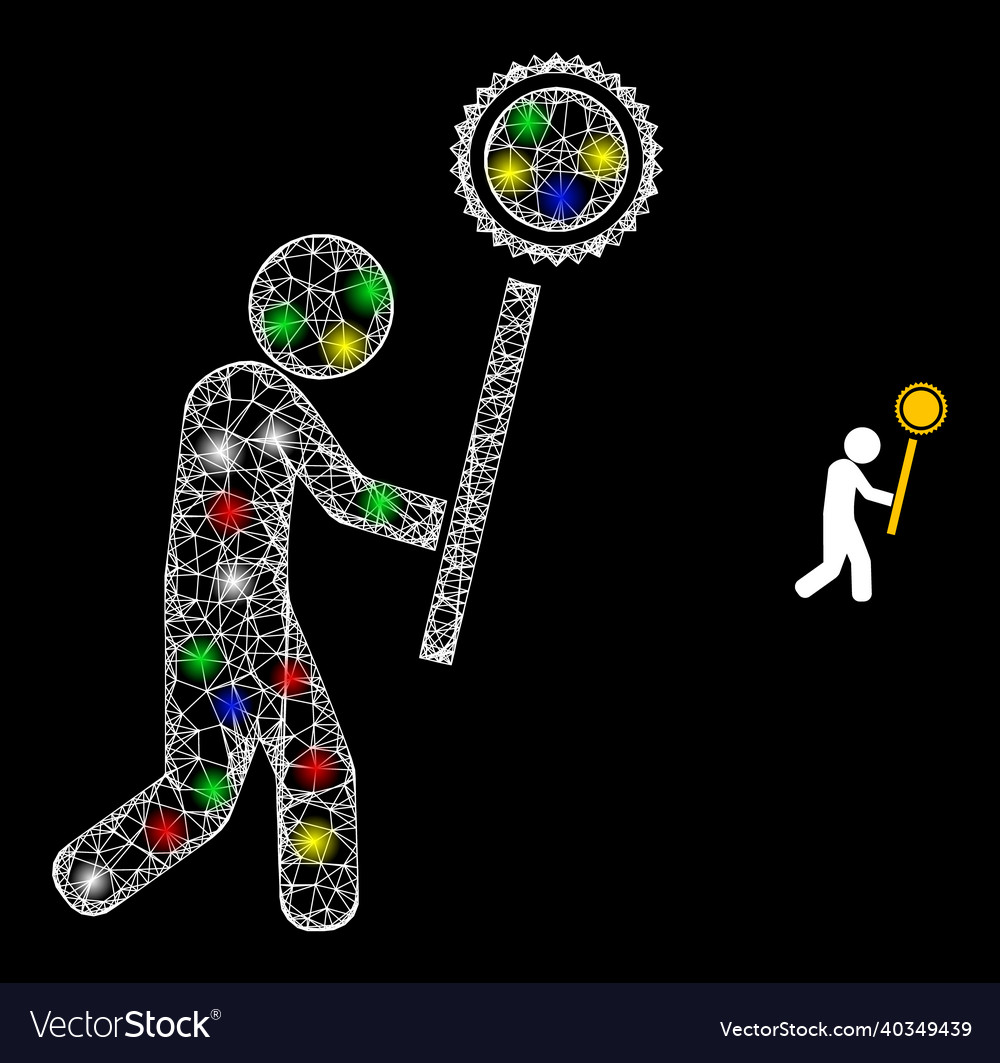 Illuminated irregular net light wizard man icon vector image Illuminated irregular net light wizard man icon