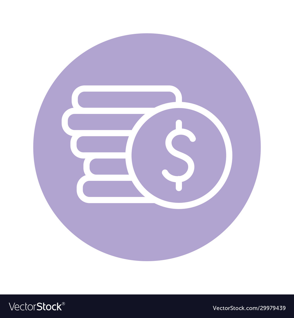 Isolated coins line and block style icon