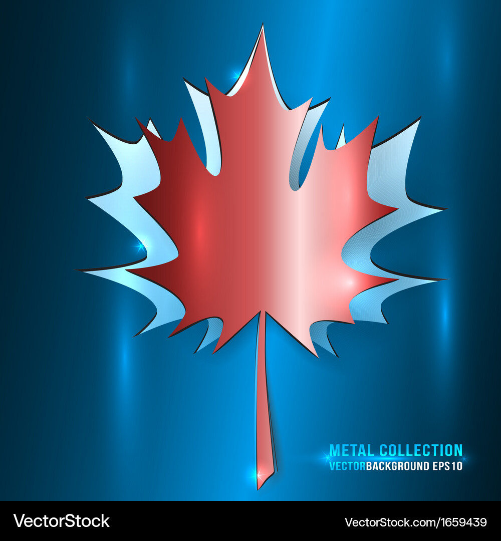 Metallic red maple leaf Royalty Free Vector Image