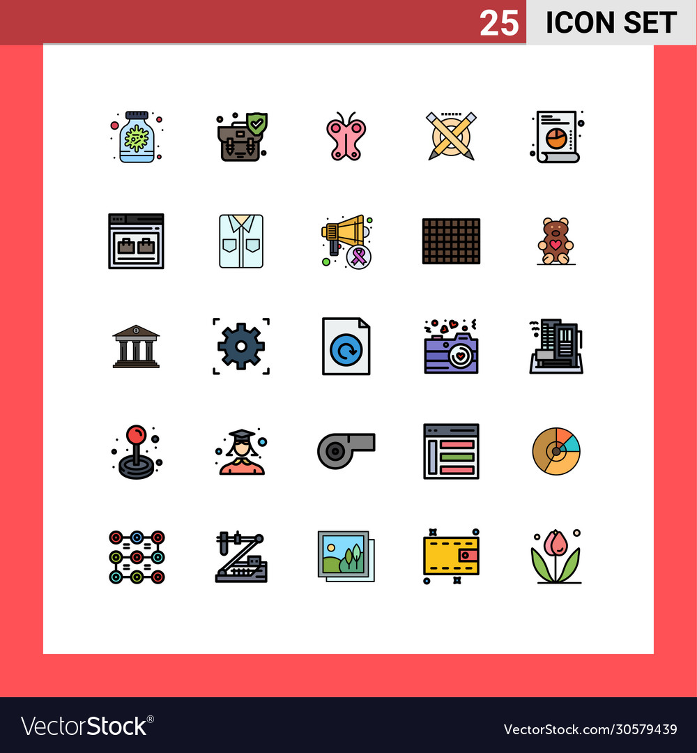 Mobile interface filled line flat color set 25