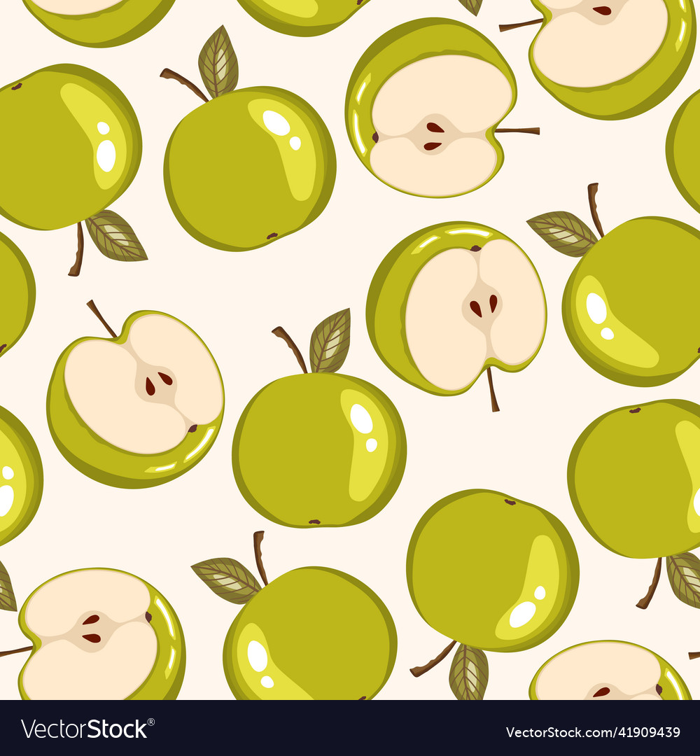 Seamless pattern with apple on white background