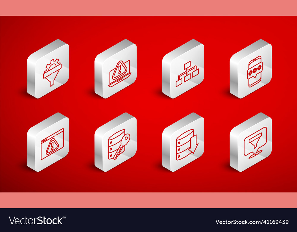Set line location with sales funnel laptop vector image Set line location with sales funnel laptop