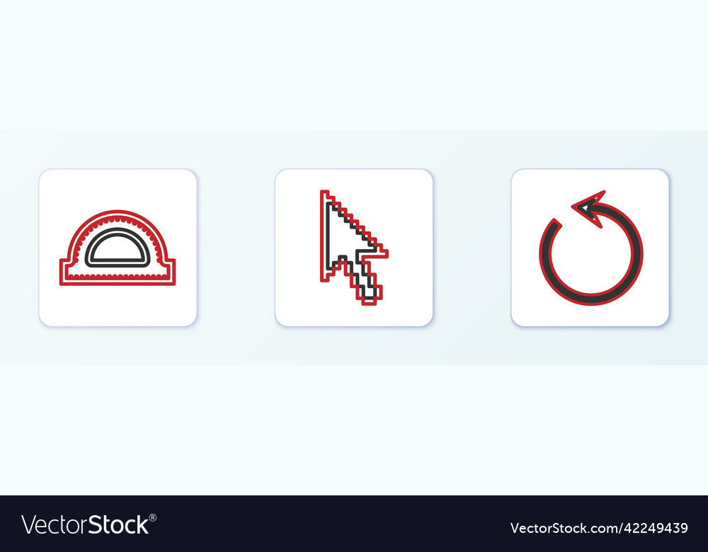 Einstellen der Linie erfrischen Protractor-Gitter und Pixelpfeil vector image Einstellen der Linie erfrischen Protractor-Gitter und Pixelpfeil