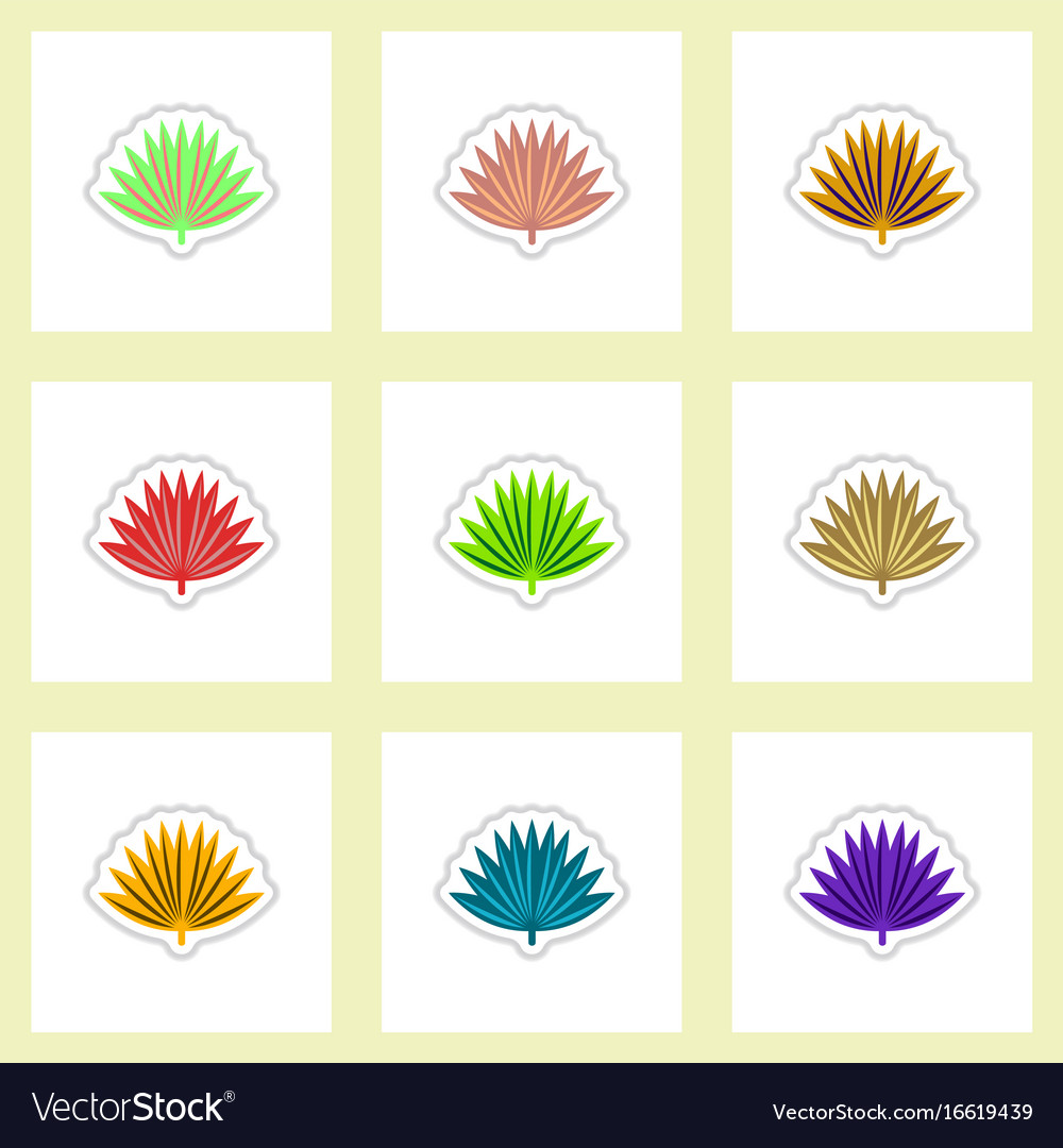 Set of labels with shadow leafs icon design