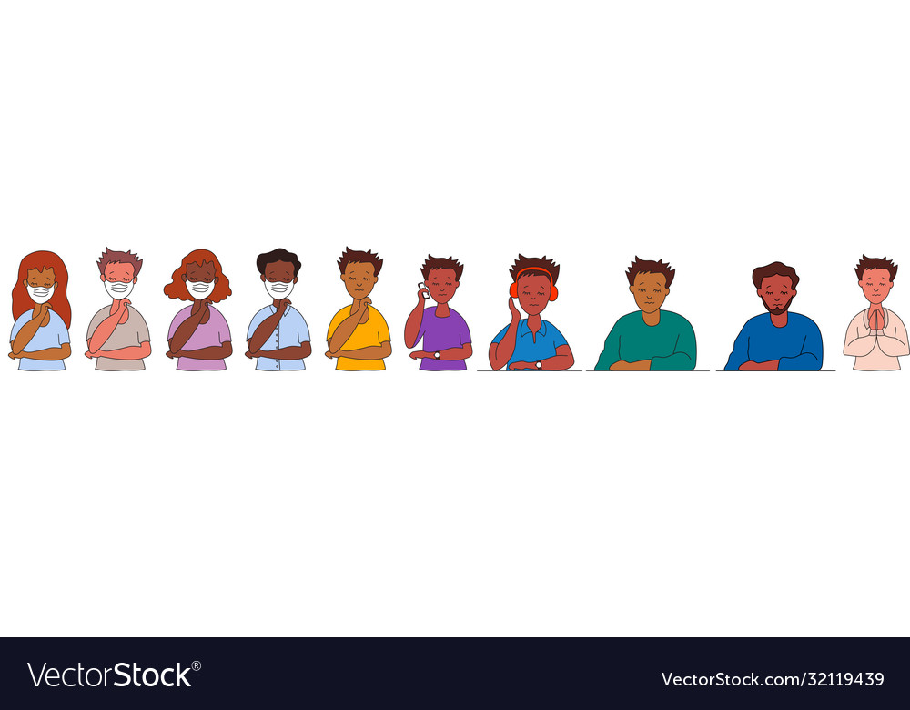 Set people different ethnic backgrounds