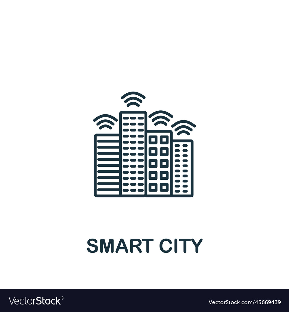 Smart city icon line simple for templates vector image Smart city icon line simple for templates