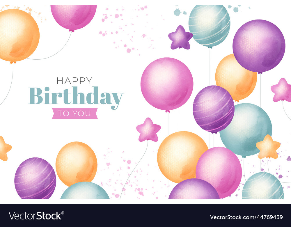 Watercolor birthday wallpaper with colorful Vector Image