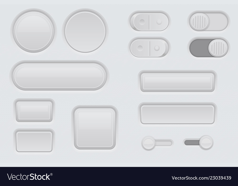 White web interface buttons set 3d icons