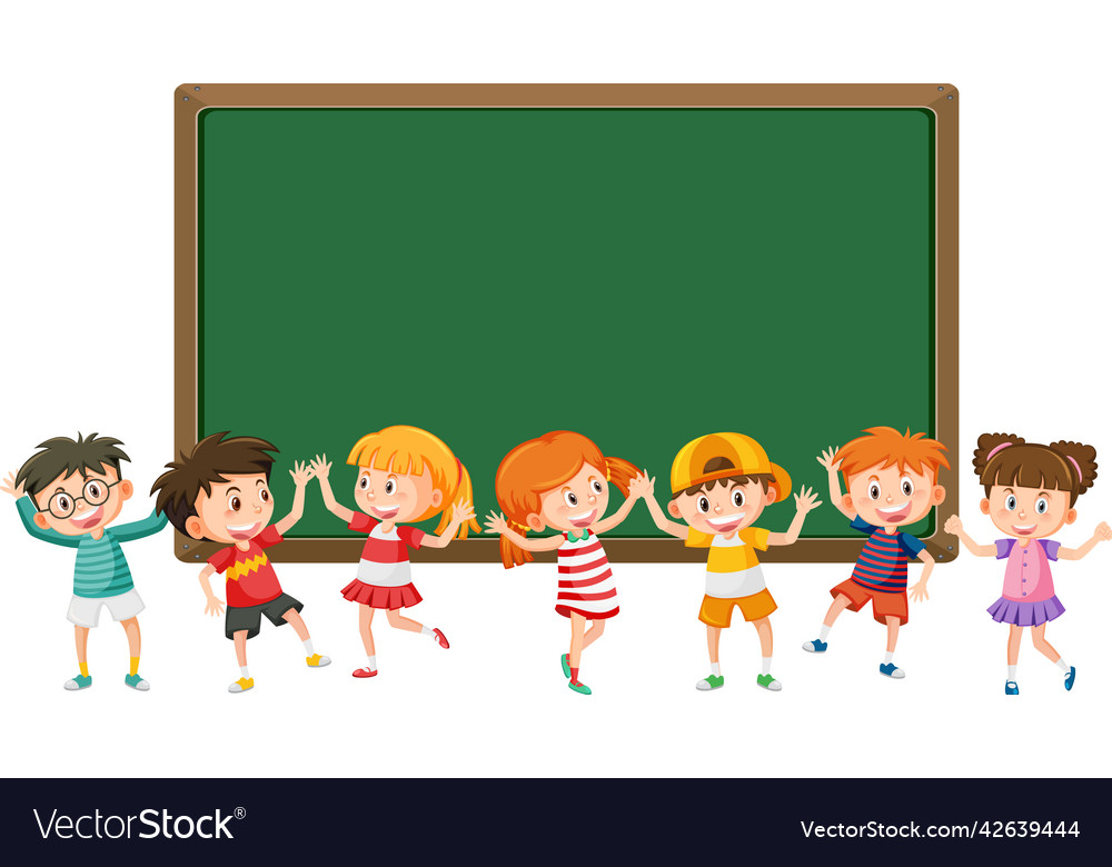 A blank board with children cartoon character Vector Image