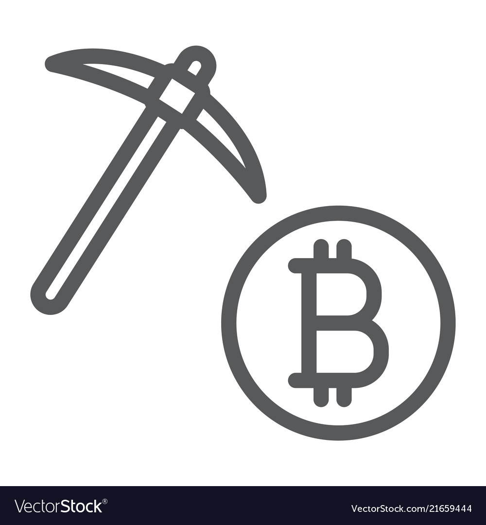 Bitcoin mining line icon money and finance