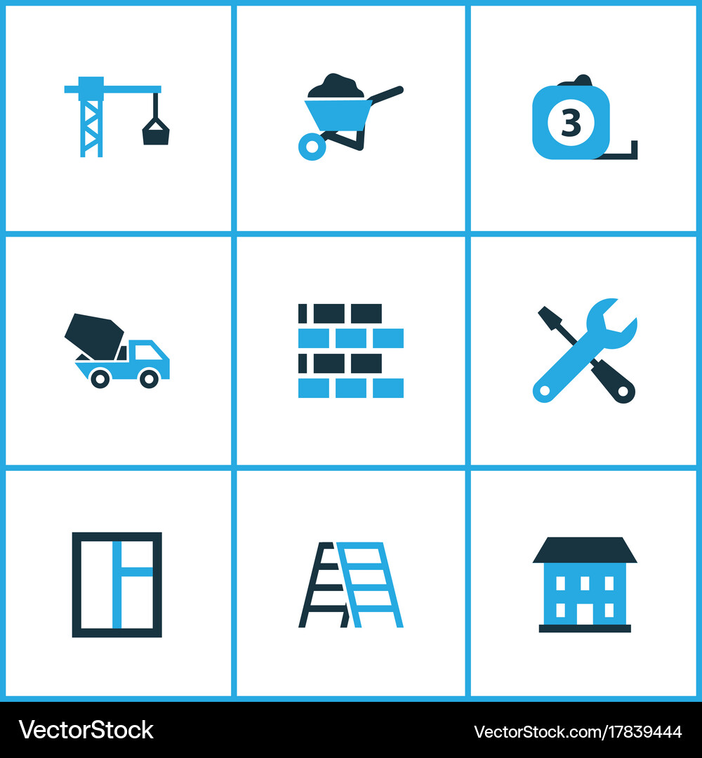 Building colorful icons set collection Royalty Free Vector