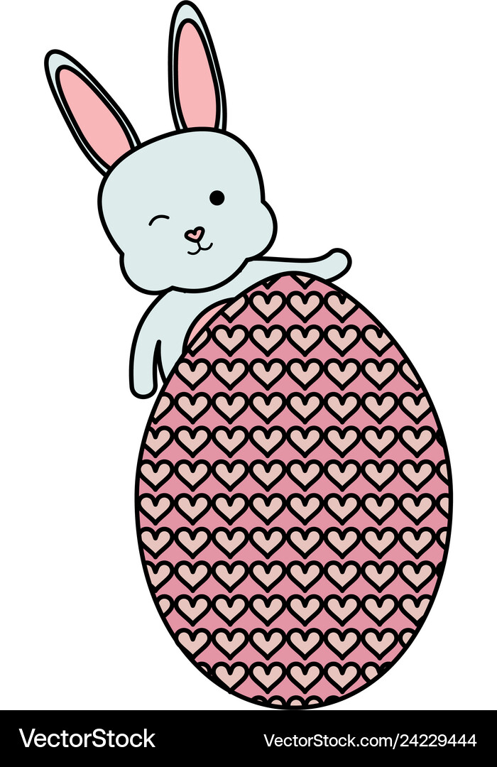 Cute rabbit with easter egg painted Royalty Free Vector