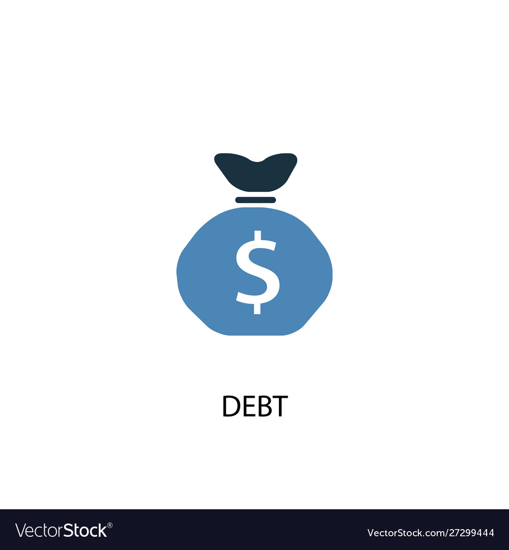 Debt concept 2 colored icon simple blue element