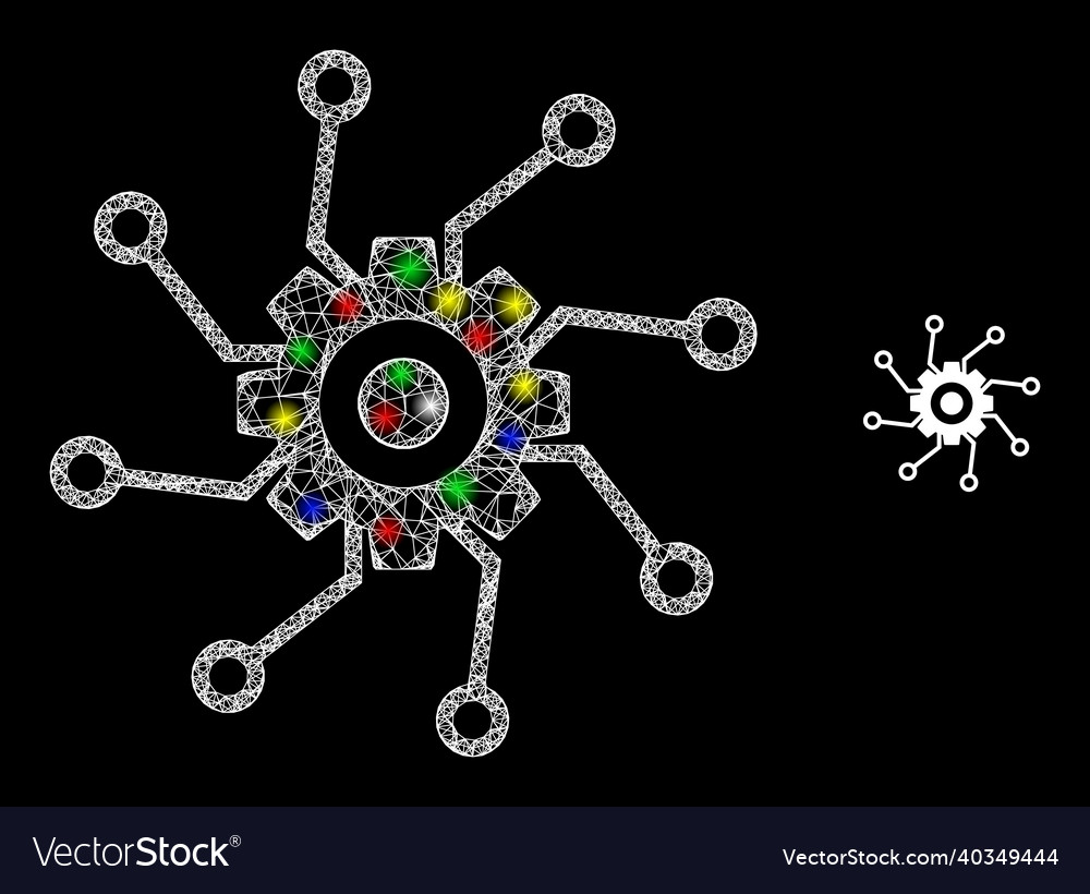 Glare intersected net gear circuit links icon vector image Glare intersected net gear circuit links icon