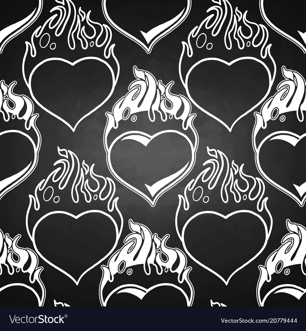 Graphic flaming heart pattern Royalty Free Vector Image