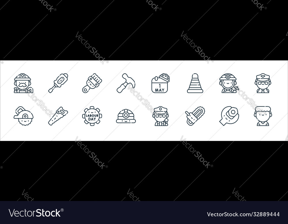 Labour day line icons linear set quality