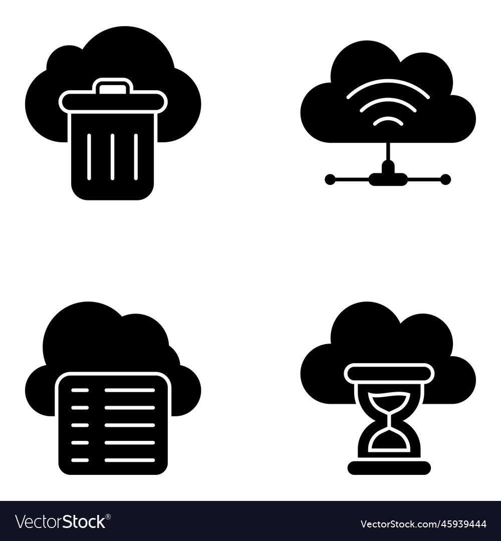Pack of cloud computing and storage solid icons