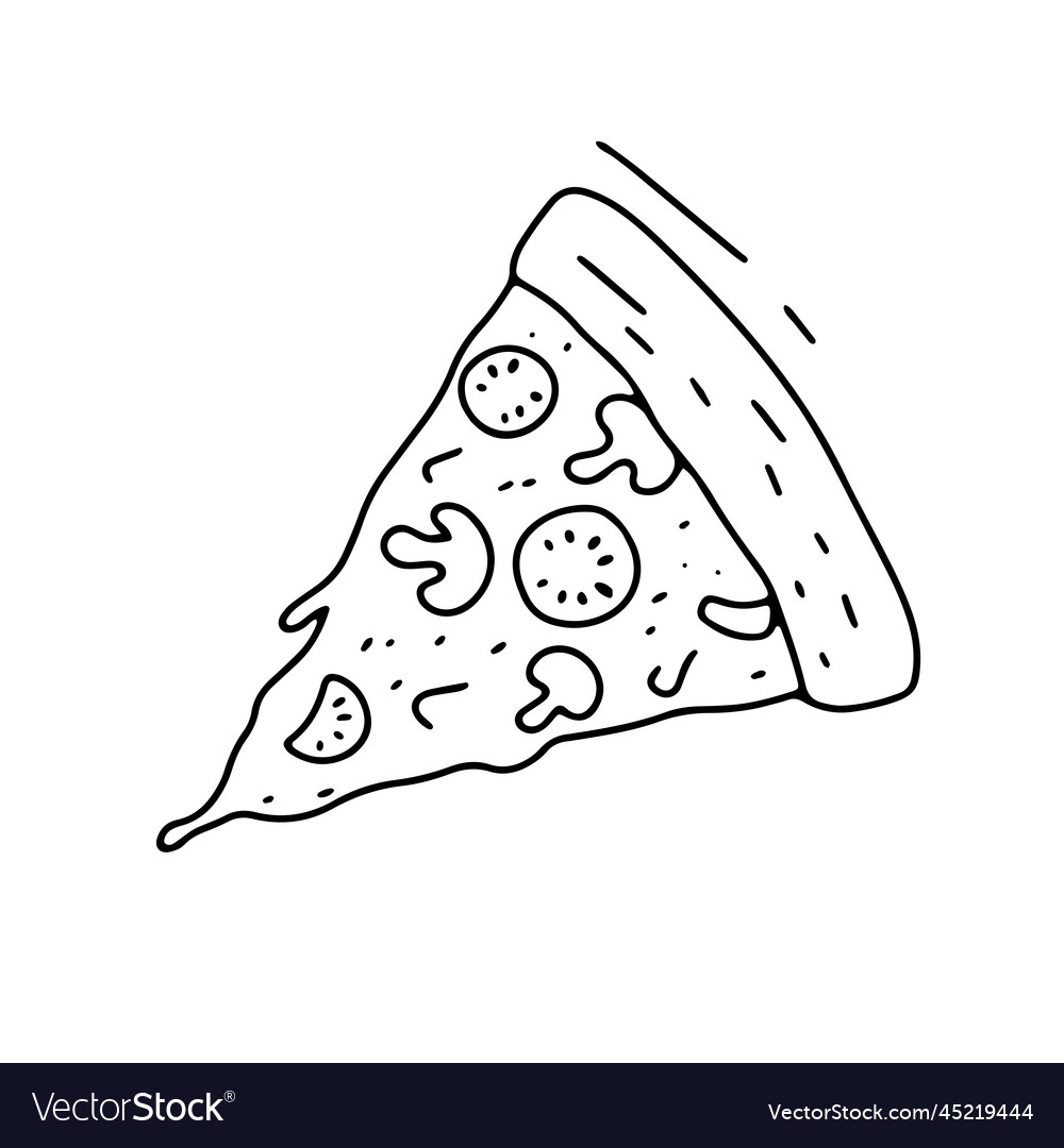 Pizza slice with melted cheese and tomatoes hand Vector Image