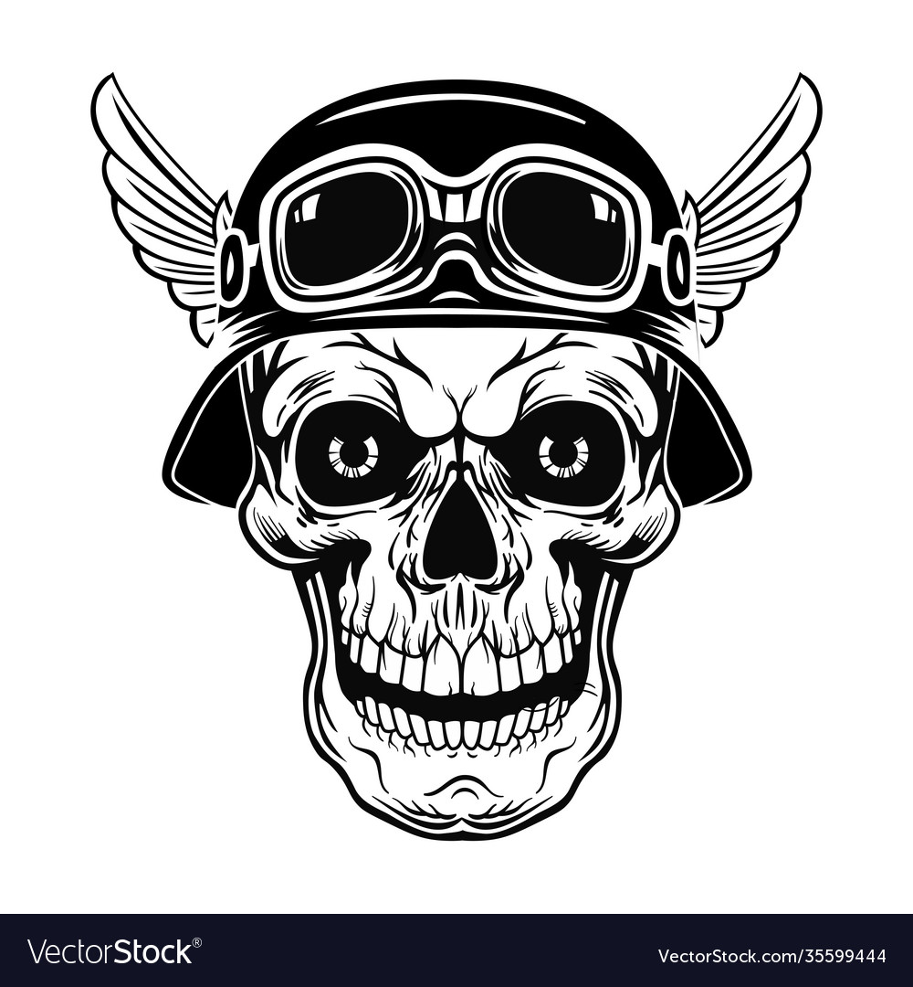 Retro skull in helmet with wings Royalty Free Vector Image