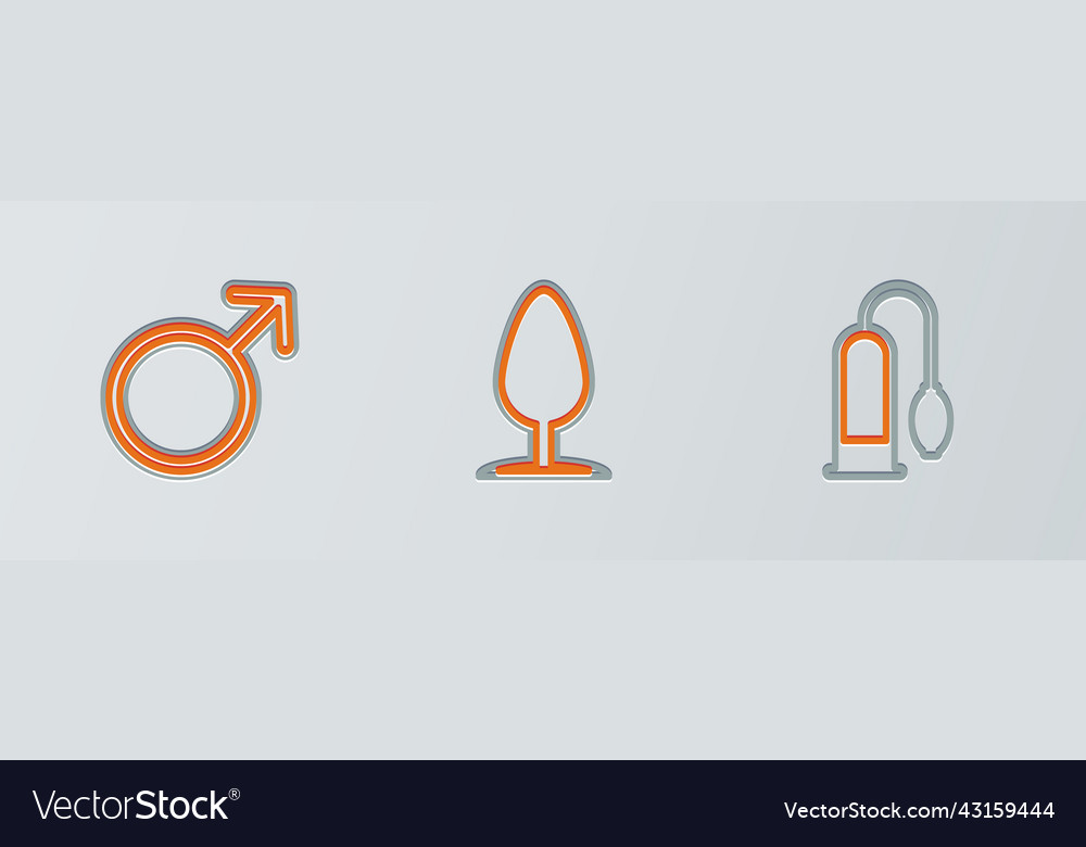 Set line penis pump male gender symbol and anal