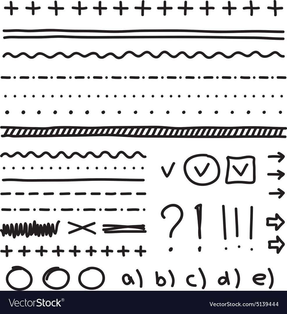 Set of hand drawing elements for edit and select