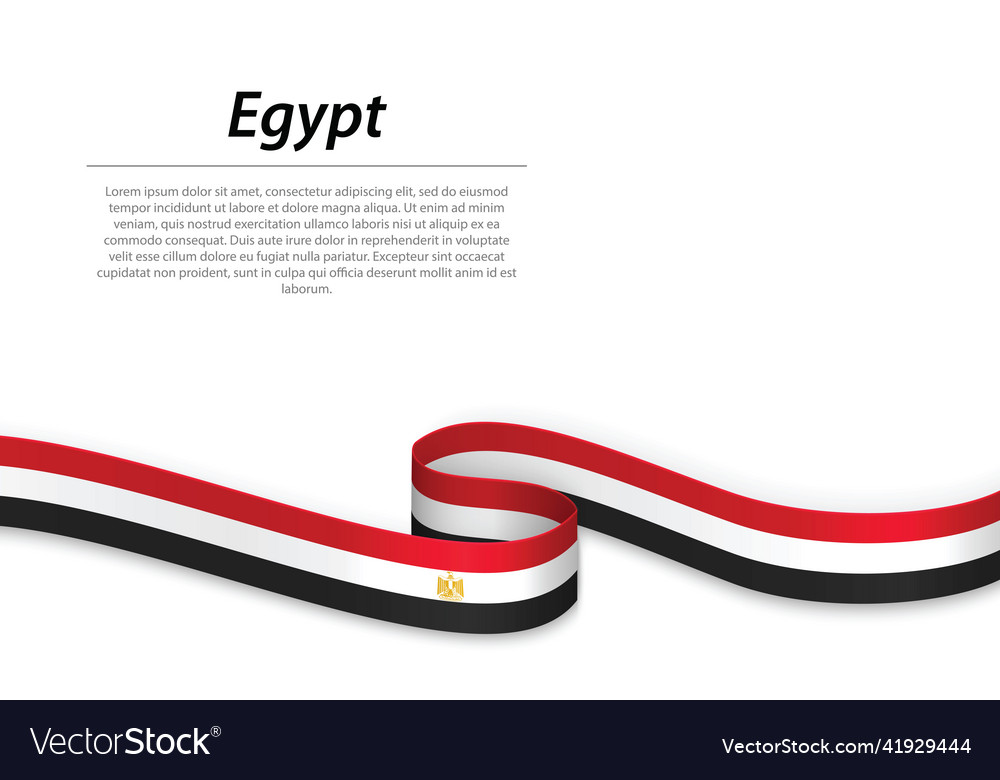 Waving ribbon or banner with flag of egypt