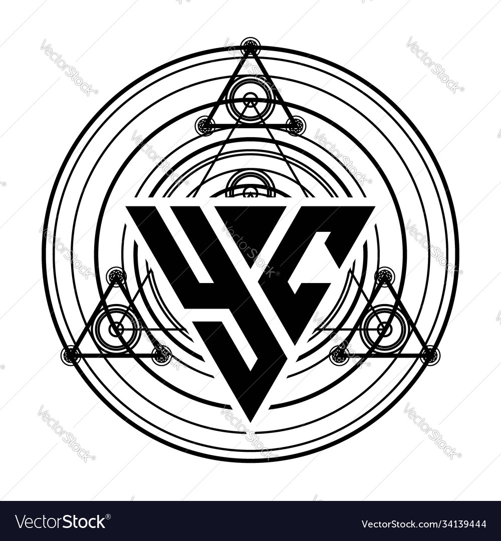 Y c monogram letter logo with triangle shape