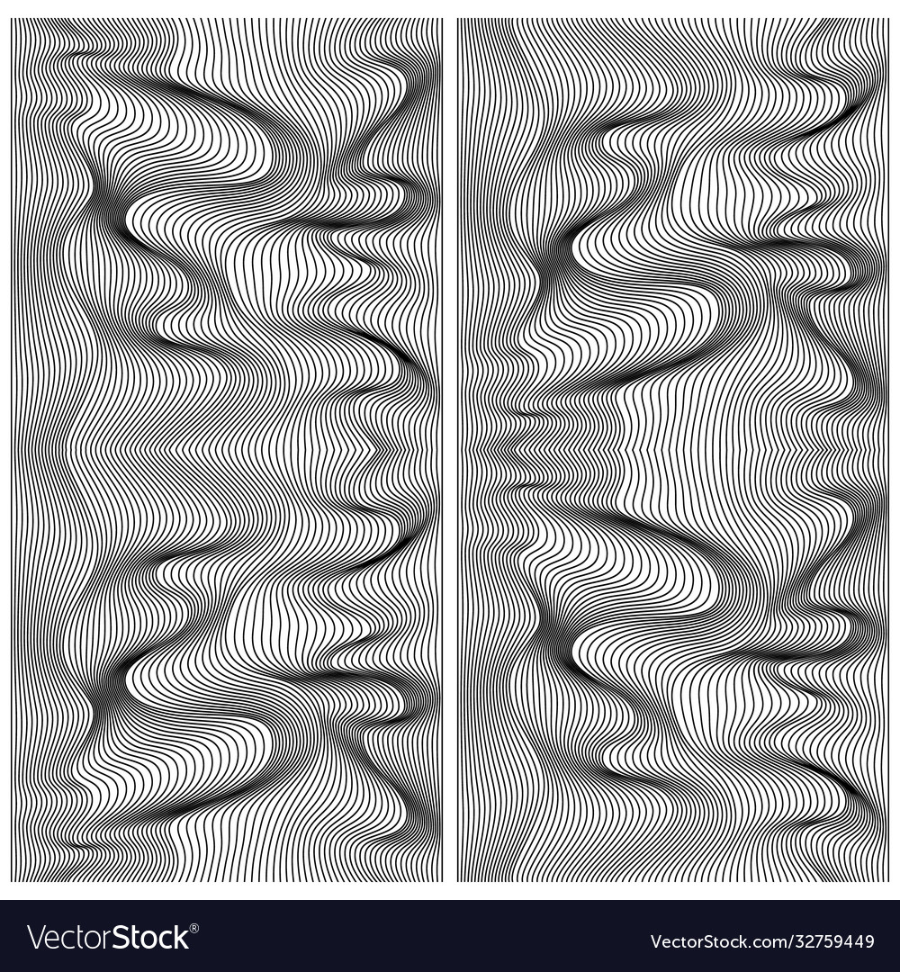 Abstract black lines patterns set