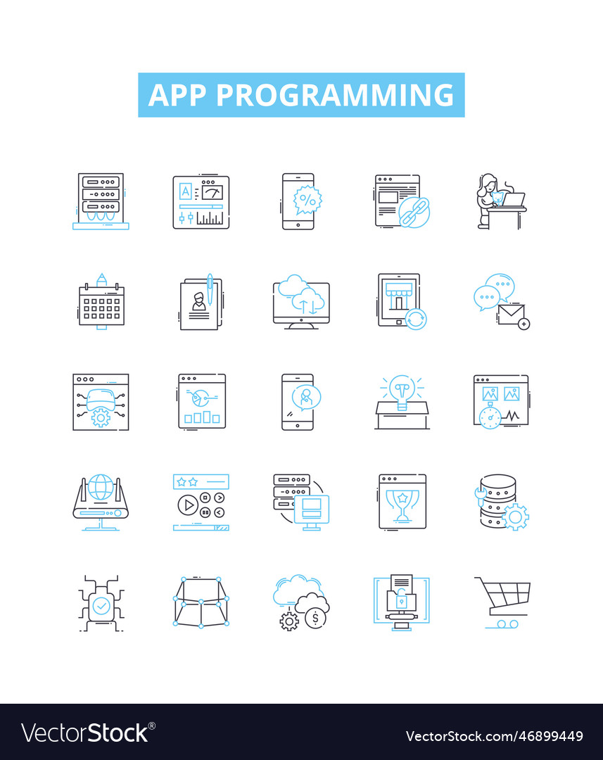 App programming line icons set