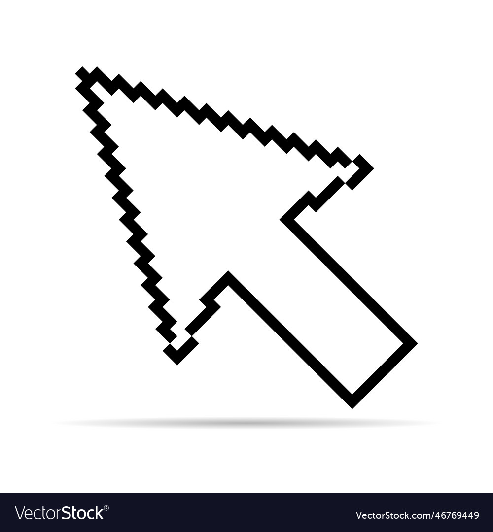 Arrow pixel icon shadow web cursor click mouse vector image Arrow pixel icon shadow web cursor click mouse