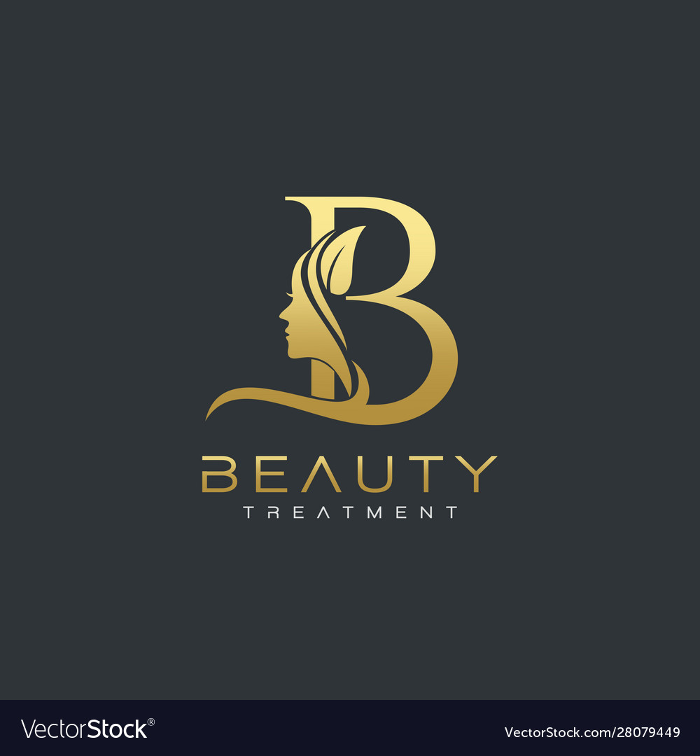 Download B letter luxury beauty face logo design Royalty Free Vector