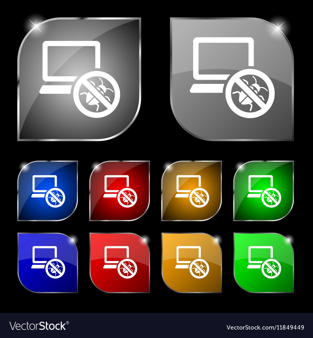 Bug find icon sign set of ten colorful buttons