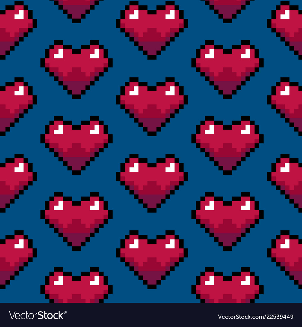 Color pixel heart games seamless pattern Vector Image