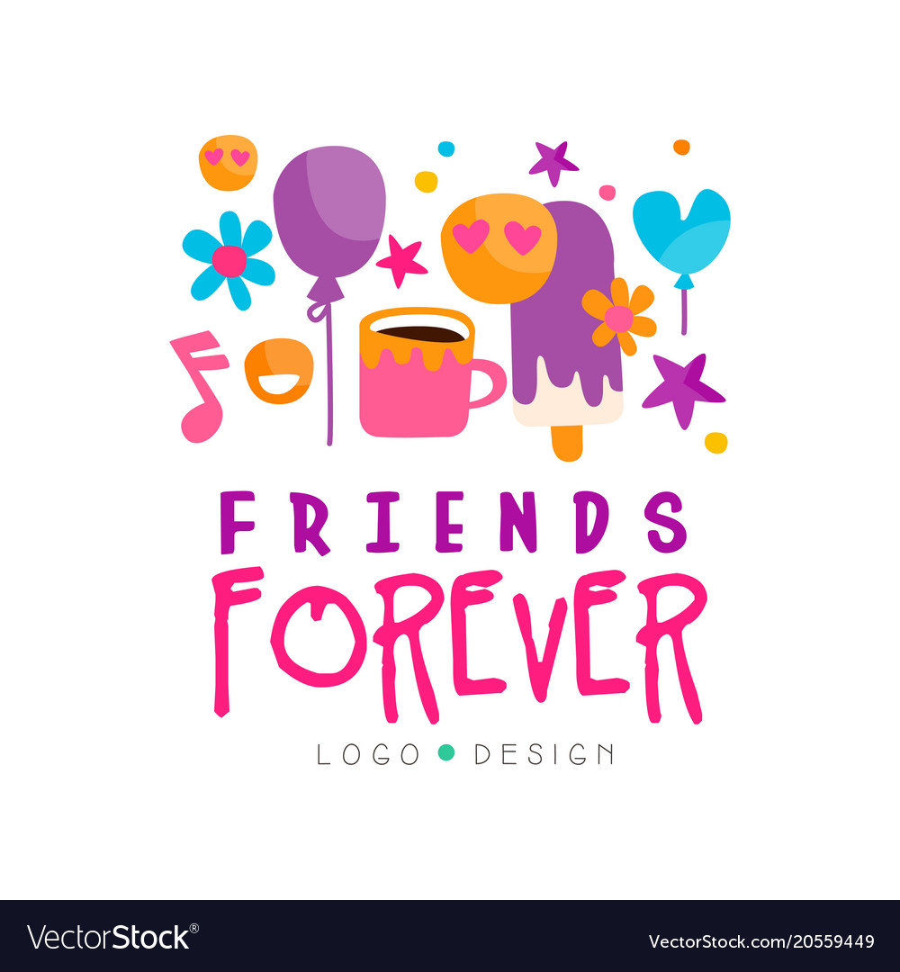 Friends forever logo template with cup of tea Vector Image