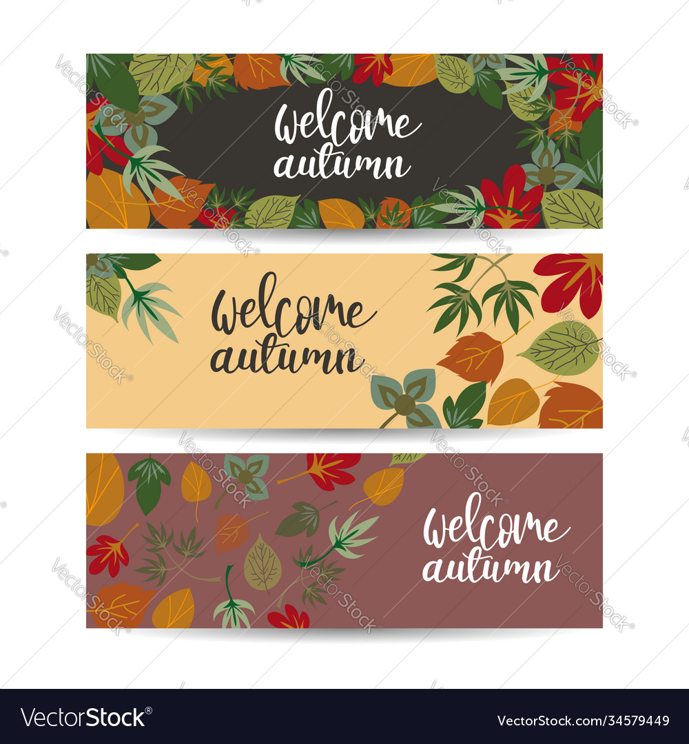 Horizontal fall banners set three templates Vector Image