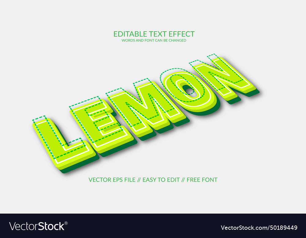 Lemon fully changeable text effect design vector image Lemon fully changeable text effect design