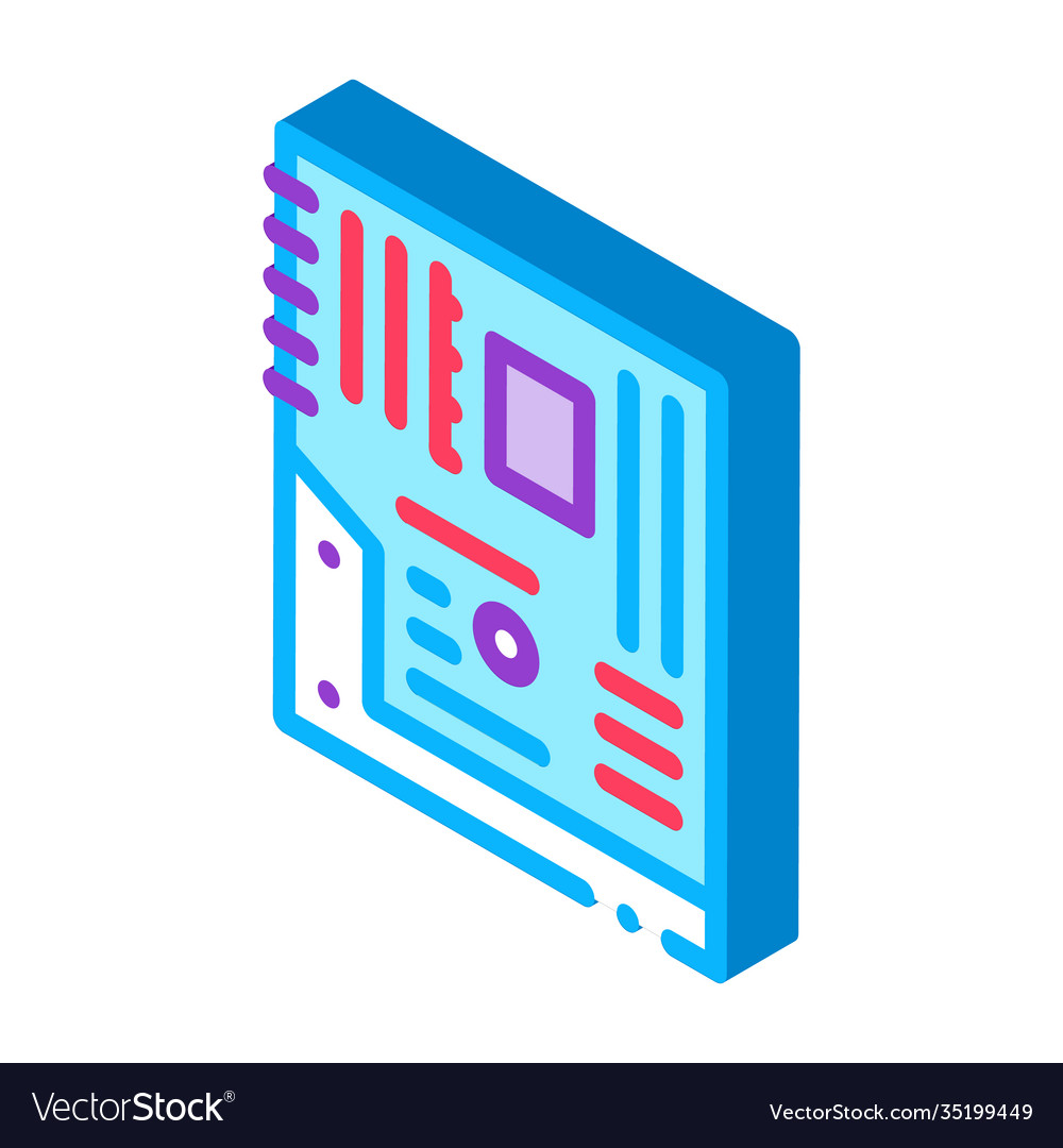 Mainboard motheboard computer part isometric icon Vector Image