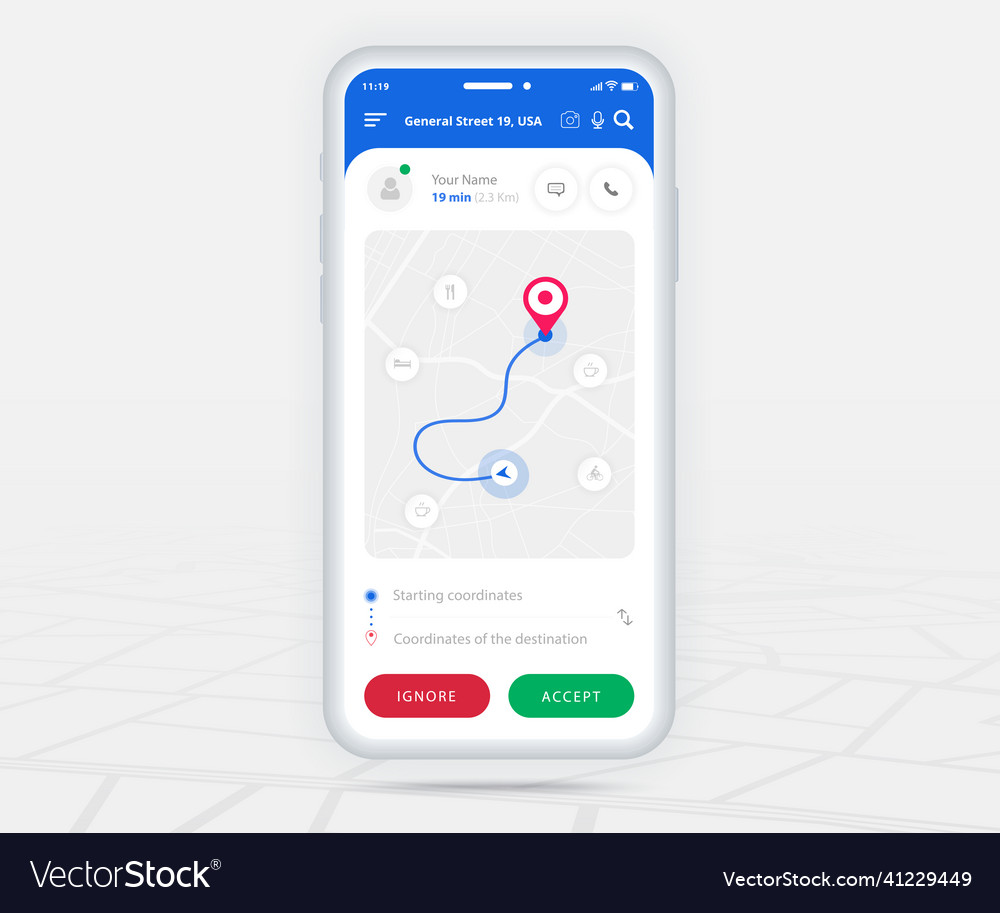 Map gps navigation ux ui concept smartphone vector image Map gps navigation ux ui concept smartphone