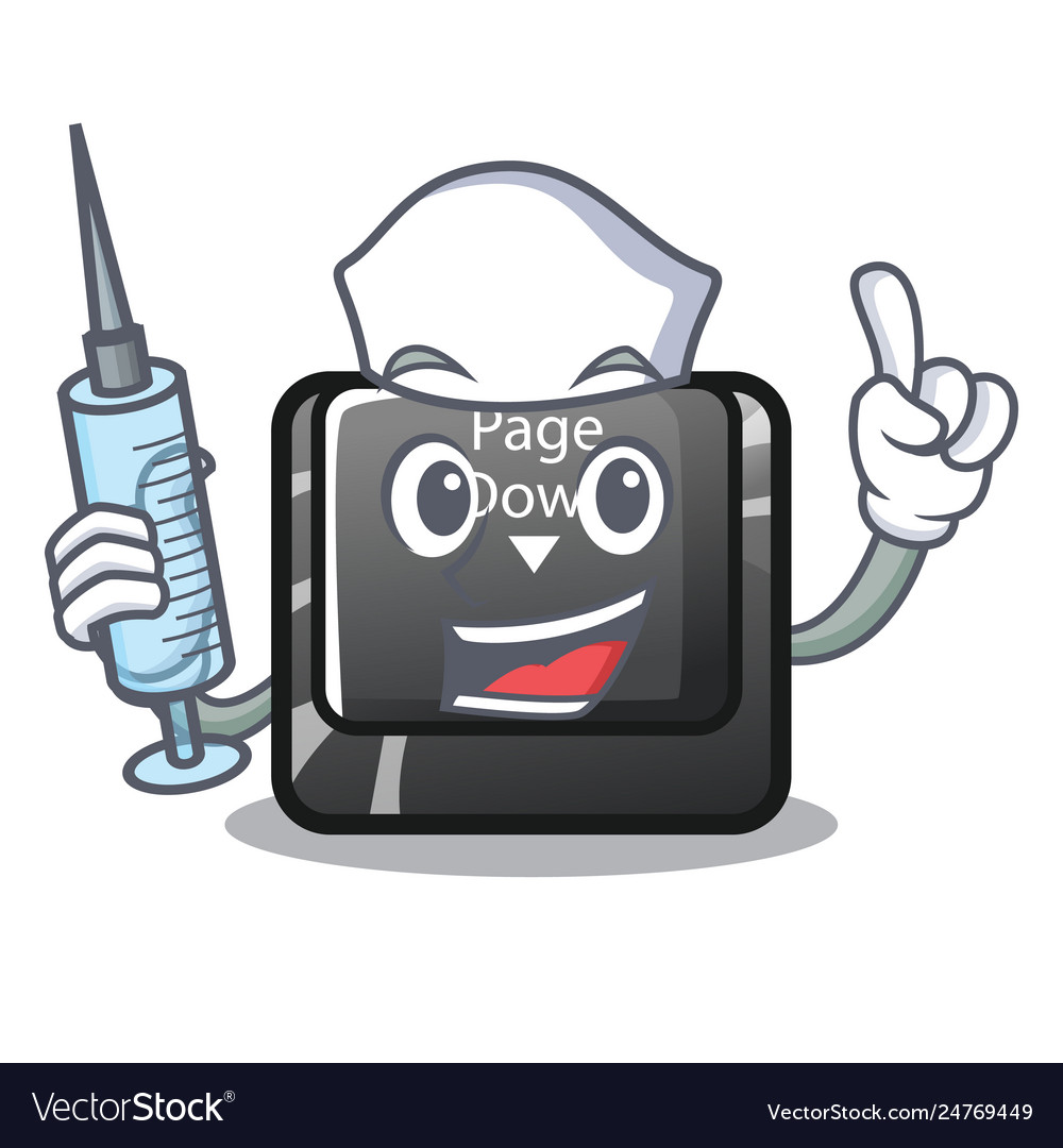 Nurse button page down isolated with cartoon