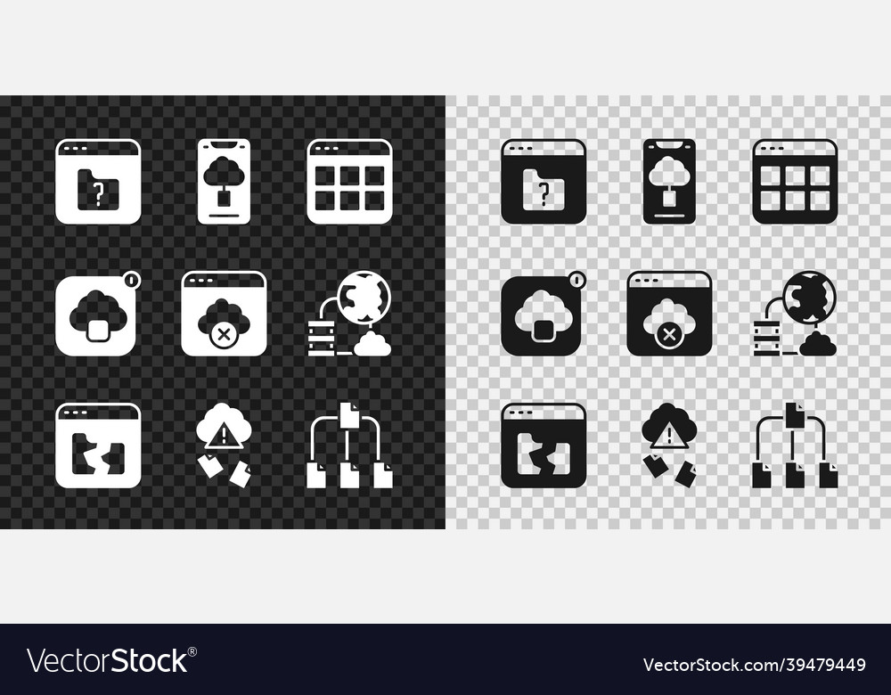 Set file missing cloud technology data transfer vector image Set file missing cloud technology data transfer