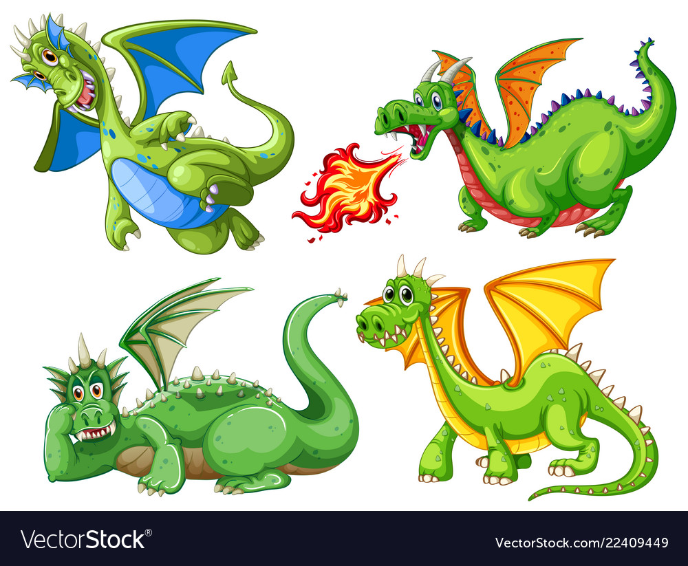 Set of green dragon Royalty Free Vector Image - VectorStock