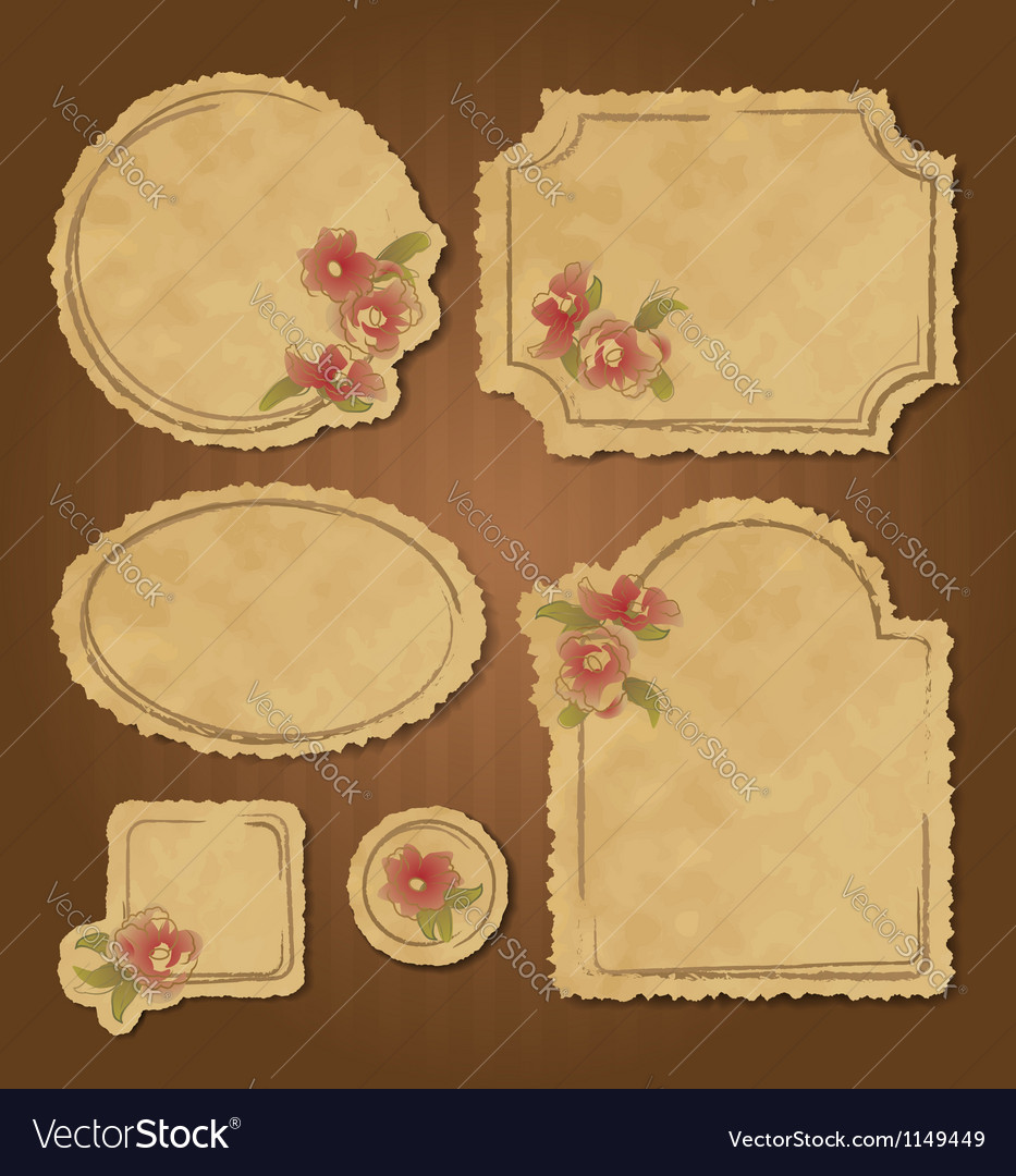 Set of retro floral vintage frames and labels